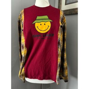 Happy Camper UPcycled Sweatshirt, Camping, Reworked, Lake George, BUcket hat